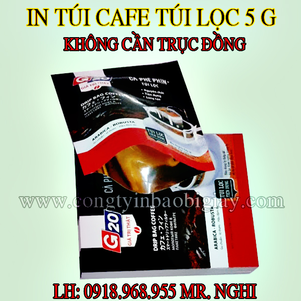 In túi đựng cafe túi lọc 5 gram G20| baobimangghep.com